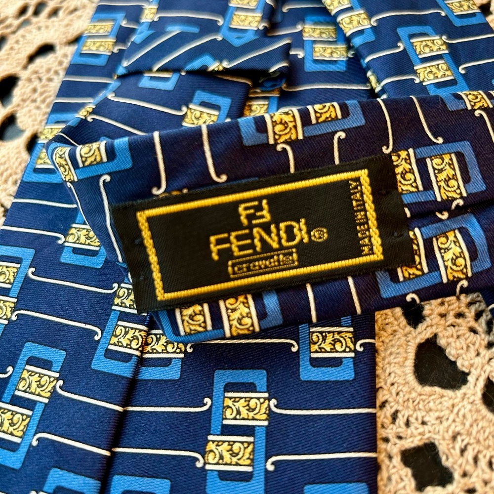Fendi blue men’s tie - Picture 4 of 6